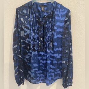 Kenneth Cole New York blue long sleeve blouse top size small
